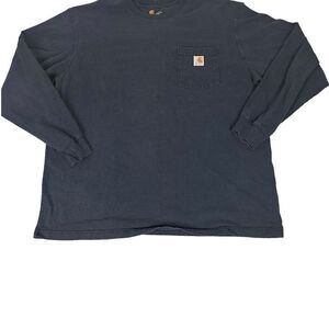 Carhartt Men's K126 Navy Long Sleeve Workwear Crewneck T-Shirt XL